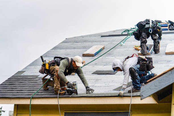 Professional Gutter Installation technician working in Roxbury, VT